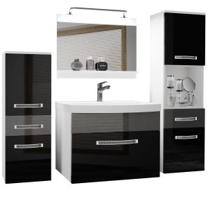 Koupelnový nábytek Belini Premium Full Version černý lesk / šedý lesk
+ umyvadlo + zrcadlo + LED osvětlení Glamour 87 Výrobce
