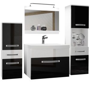 Koupelnový nábytek Belini Premium Full Version černý lesk / bílý lesk
+ umyvadlo + zrcadlo + LED osvětlení Glamour 86 Výrobce
