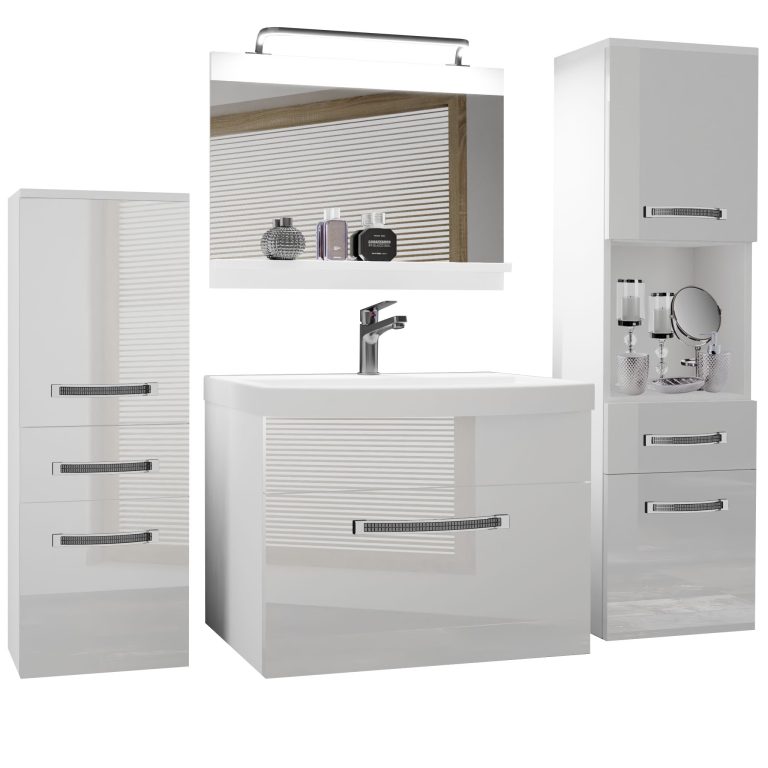 Koupelnový nábytek Belini Premium Full Version bílý lesk + umyvadlo + zrcadlo + LED osvětlení Glamour 81 Výrobce GLA P 5/0/W/W/0/MB/PP
