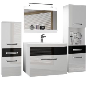 Koupelnový nábytek Belini Premium Full Version bílý lesk / černý lesk
+ umyvadlo + zrcadlo + LED osvětlení Glamour 84 Výrobce
