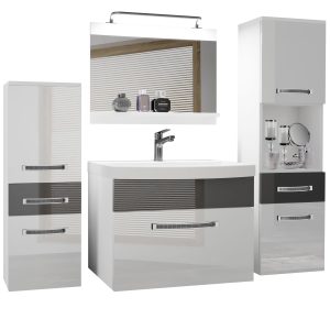 Koupelnový nábytek Belini Premium Full Version bílý lesk / šedý lesk
+ umyvadlo + zrcadlo + LED osvětlení Glamour 85 Výrobce
