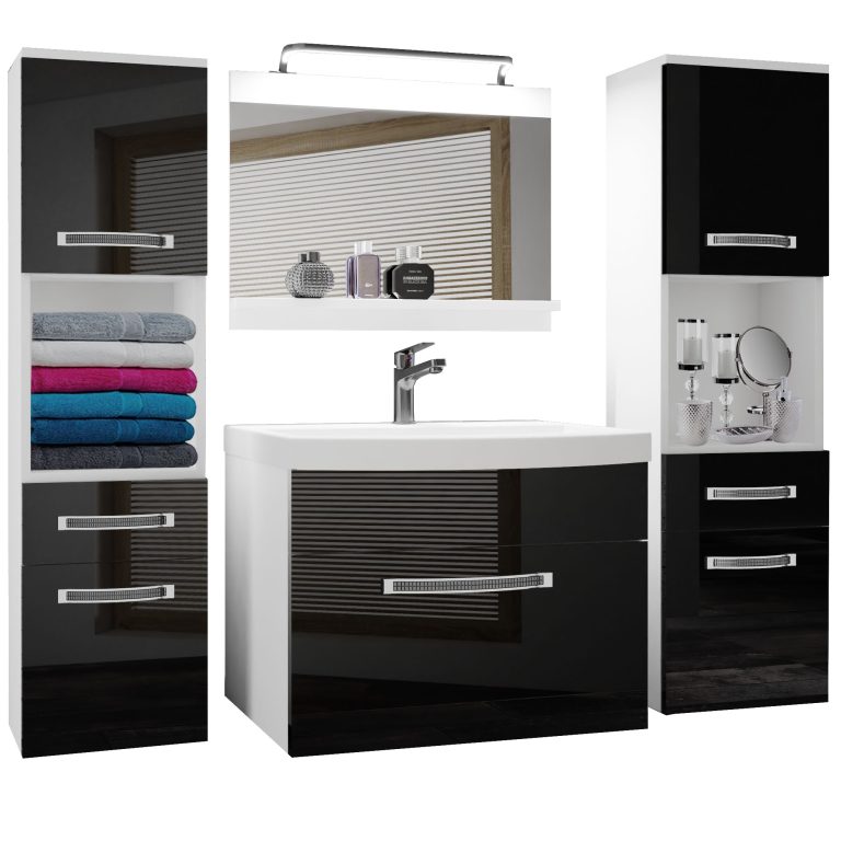 Koupelnový nábytek Belini Premium Full Version černý lesk + umyvadlo + zrcadlo + LED osvětlení Glamour 101 Výrobce GLA P 6/0/W/B/0/MB/PP
