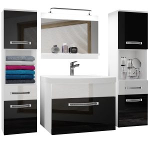 Koupelnový nábytek Belini Premium Full Version černý lesk / bílý lesk
+ umyvadlo + zrcadlo + LED osvětlení Glamour 105 Výrobce
