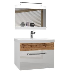 Koupelnový nábytek Belini Premium Full Version bílý lesk / dub wotan + umyvadlo + zrcadlo + LED osvětlení Glamour 17 Výrobce
