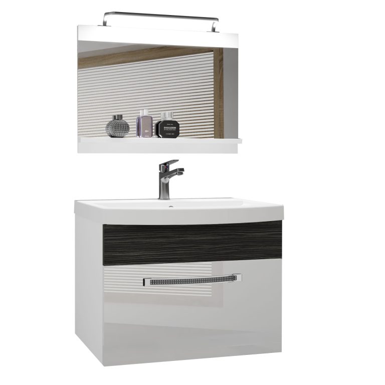 Koupelnový nábytek Belini Premium Full Version bílý lesk / královský eben + umyvadlo + zrcadlo + LED osvětlení Glamour 16 Výrobce GLA PM 1/0/W/WHK/0/MB/PP
