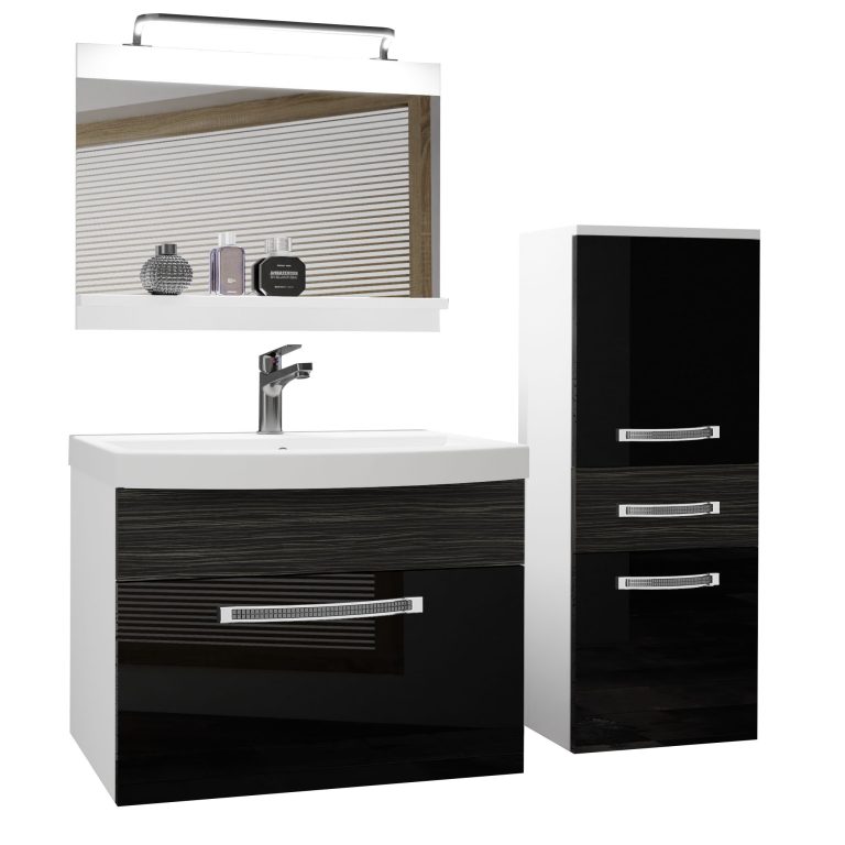 Koupelnový nábytek Belini Premium Full Version černý lesk / královský eben + umyvadlo + zrcadlo + LED osvětlení Glamour 37 Výrobce GLA PM 2/0/W/BHK/0/MB/PP
