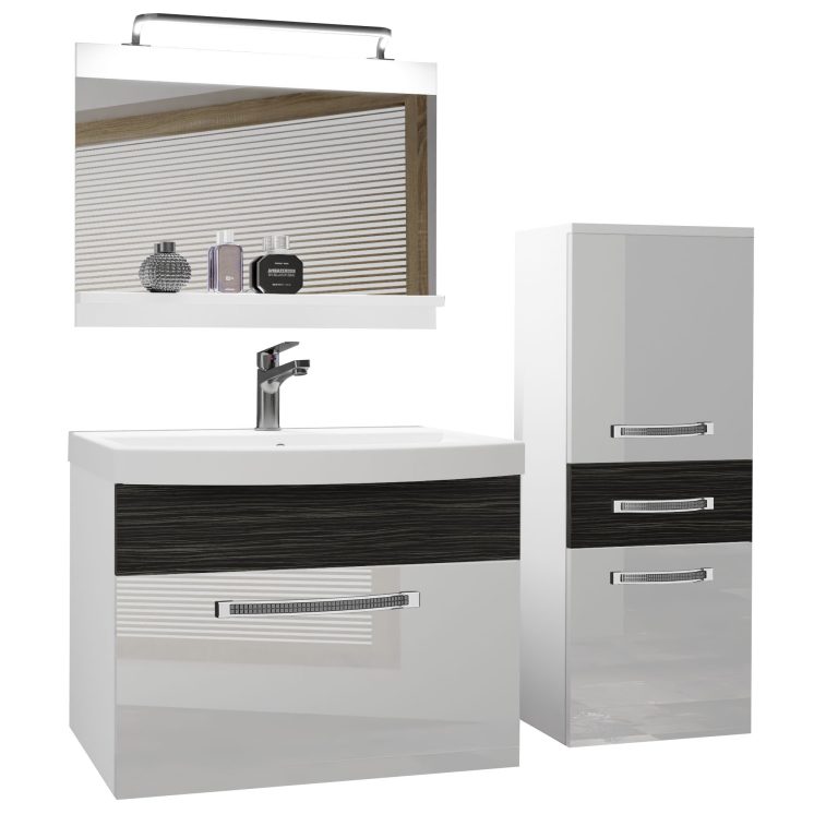Koupelnový nábytek Belini Premium Full Version bílý lesk / královský eben + umyvadlo + zrcadlo + LED osvětlení Glamour 35 Výrobce GLA PM 2/0/W/WHK/0/MB/PP

