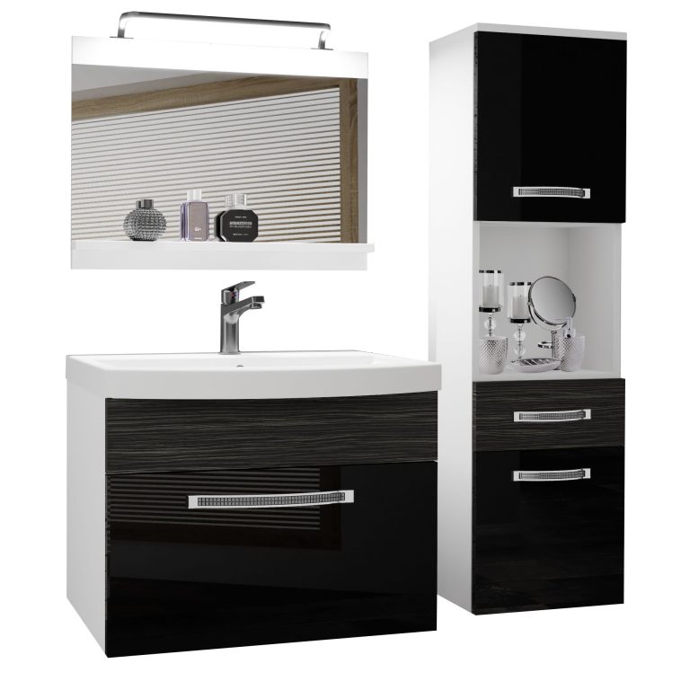 Koupelnový nábytek Belini Premium Full Version černý lesk / královský eben + umyvadlo + zrcadlo + LED osvětlení Glamour 56 Výrobce GLA PM 3/0/W/BHK/0/MB/PP
