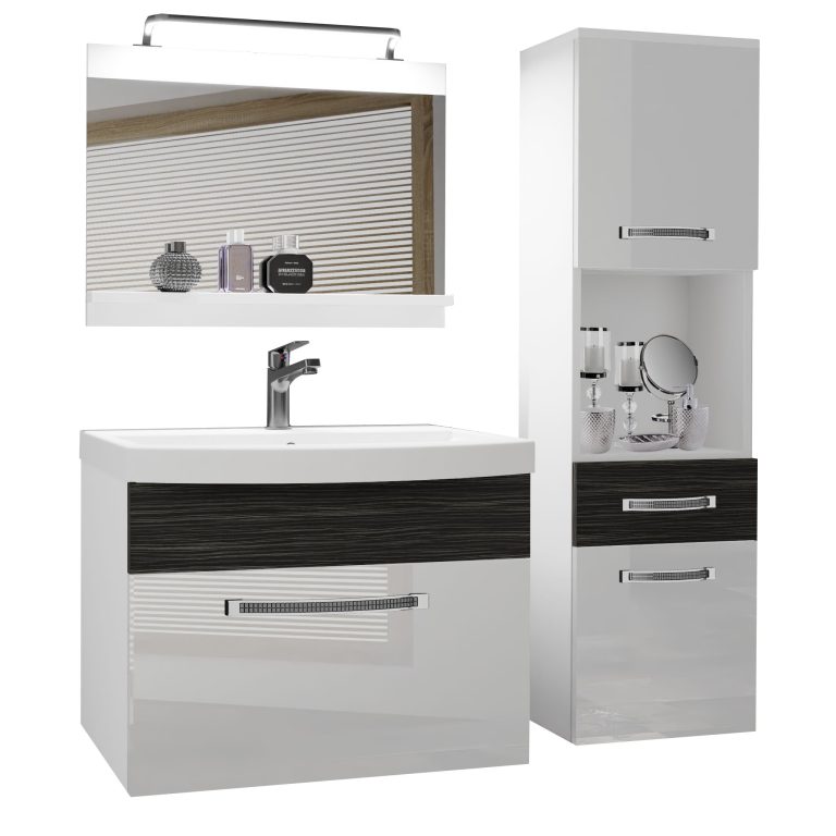 Koupelnový nábytek Belini Premium Full Version bílý lesk / královský eben + umyvadlo + zrcadlo + LED osvětlení Glamour 54 Výrobce GLA PM 3/0/W/WHK/0/MB/PP

