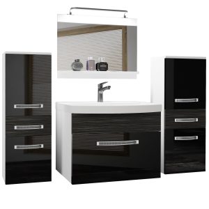 Koupelnový nábytek Belini Premium Full Version černý lesk / královský eben + umyvadlo + zrcadlo + LED osvětlení Glamour 75Výrobce
