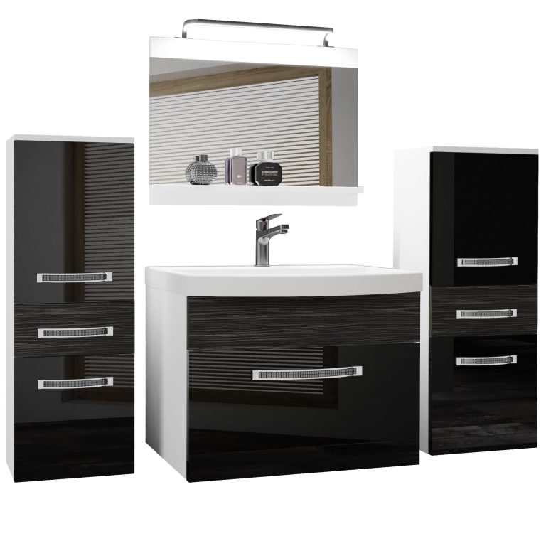 Koupelnový nábytek Belini Premium Full Version černý lesk / královský eben + umyvadlo + zrcadlo + LED osvětlení Glamour 75 Výrobce GLA PM 4/0/W/BHK/0/MB/PP
