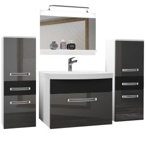Koupelnový nábytek Belini Premium Full Version šedý lesk / černý mat
+ umyvadlo + zrcadlo + LED osvětlení Glamour 70 Výrobce
