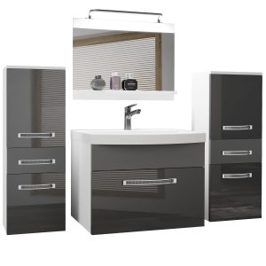 Koupelnový nábytek Belini Premium Full Version šedý lesk / šedý mat
+ umyvadlo + zrcadlo + LED osvětlení Glamour 72 Výrobce
