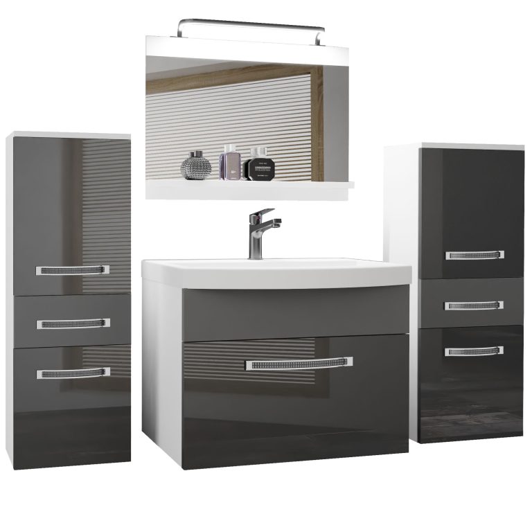 Koupelnový nábytek Belini Premium Full Version šedý lesk / šedý mat
+ umyvadlo + zrcadlo + LED osvětlení Glamour 72 Výrobce GLA PM 4/0/W/SSR/0/MB/PP
