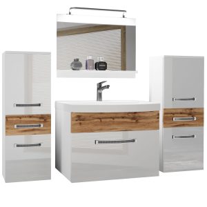 Koupelnový nábytek Belini Premium Full Version bílý lesk / dub wotan
+ umyvadlo + zrcadlo + LED osvětlení Glamour 74 Výrobce