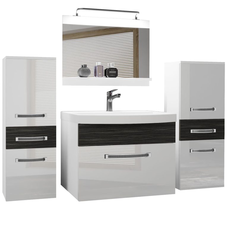 Koupelnový nábytek Belini Premium Full Version bílý lesk / královský eben + umyvadlo + zrcadlo + LED osvětlení Glamour 73 Výrobce GLA PM 4/0/W/WHK/0/MB/PP
