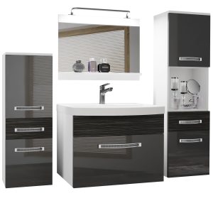 Koupelnový nábytek Belini Premium Full Version šedý lesk / královský eben + umyvadlo + zrcadlo + LED osvětlení Glamour 90 Výrobce
