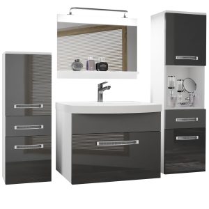 Koupelnový nábytek Belini Premium Full Version šedý lesk / šedý mat
+ umyvadlo + zrcadlo + LED osvětlení Glamour 91 Výrobce
