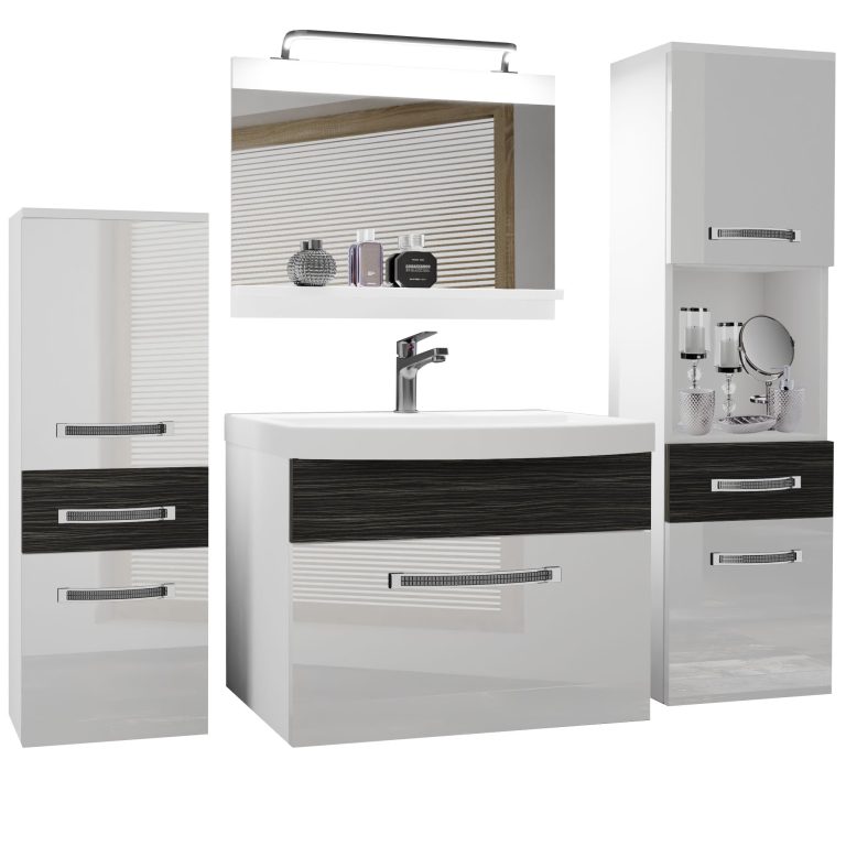 Koupelnový nábytek Belini Premium Full Version bílý lesk / královský eben + umyvadlo + zrcadlo + LED osvětlení Glamour 92 Výrobce GLA PM 5/0/W/WHK/0/MB/PP
