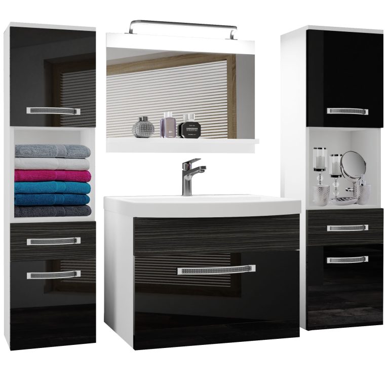 Koupelnový nábytek Belini Premium Full Version černý lesk / královský eben + umyvadlo + zrcadlo + LED osvětlení Glamour 113 Výrobce GLA PM 6/0/W/BHK/0/MB/PP
