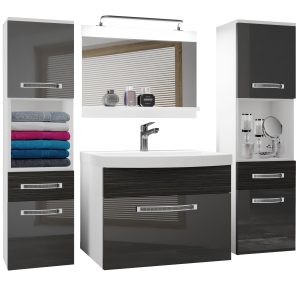 Koupelnový nábytek Belini Premium Full Version šedý lesk / královský eben + umyvadlo + zrcadlo + LED osvětlení Glamour 109 Výrobce
