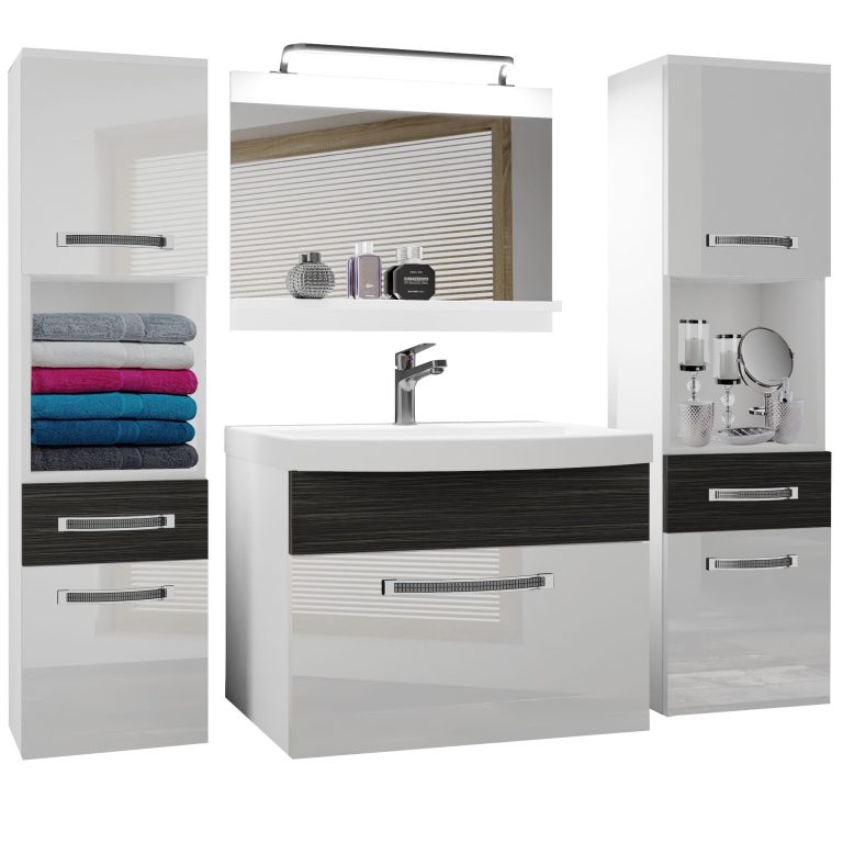 Koupelnový nábytek Belini Premium Full Version bílý lesk / královský eben + umyvadlo + zrcadlo + LED osvětlení Glamour 111 Výrobce GLA PM 6/0/W/WHK/0/MB/PP
