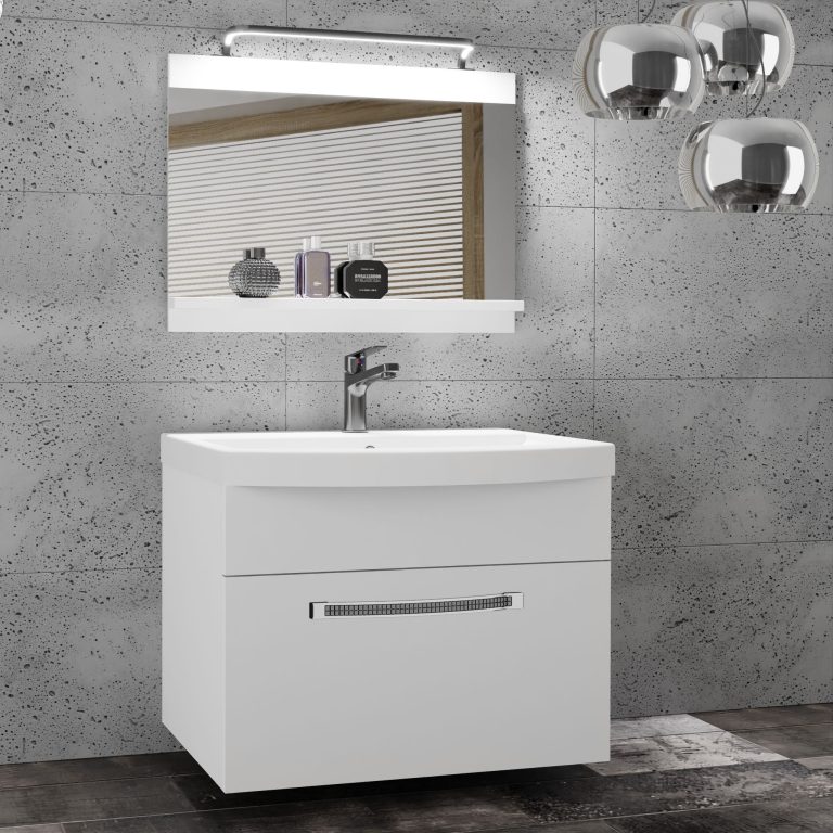 Koupelnový nábytek Belini Premium Full Version bílý mat + umyvadlo + zrcadlo + LED osvětlení Glamour 1 Výrobce GLA M 1/0/W/W/0/MB/PP