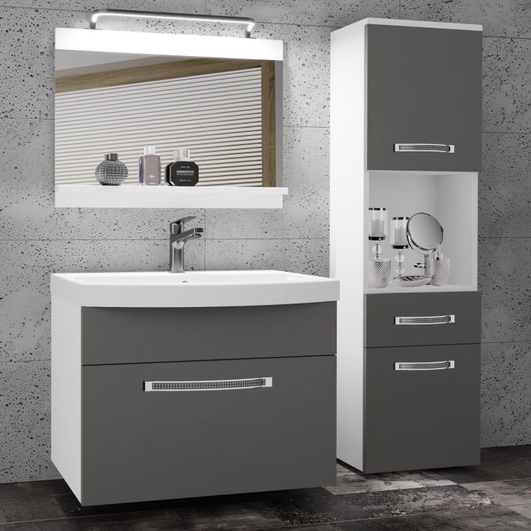 Koupelnový nábytek Belini Premium Full Version šedý mat
+ umyvadlo + zrcadlo + LED osvětlení Glamour 41 Výrobce GLA M 3/0/W/SR/0/MB/PP
