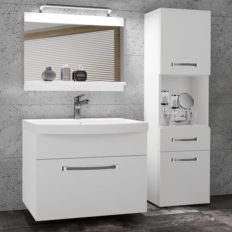 Koupelnový nábytek Belini Premium Full Version bílý mat + umyvadlo + zrcadlo + LED osvětlení Glamour 39 Výrobce GLA M 3/0/W/W/0/MB/PP

