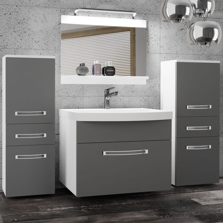 Koupelnový nábytek Belini Premium Full Version šedý mat
+ umyvadlo + zrcadlo + LED osvětlení Glamour 60 Výrobce GLA M 4/0/W/SR/0/MB/PP
