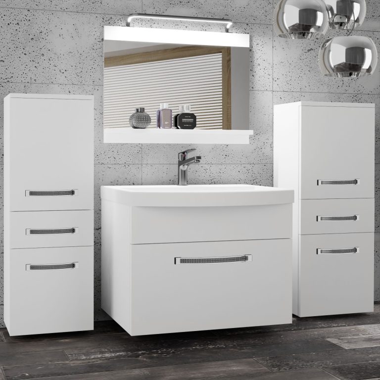 Koupelnový nábytek Belini Premium Full Version bílý mat + umyvadlo + zrcadlo + LED osvětlení Glamour 58 Výrobce GLA M 4/0/W/W/0/MB/PP
