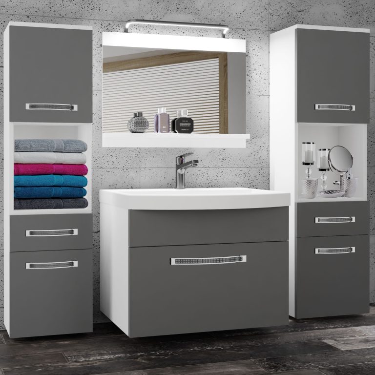 Koupelnový nábytek Belini Premium Full Version šedý mat
+ umyvadlo + zrcadlo + LED osvětlení Glamour 98 Výrobce GLA M 6/0/W/SR/0/MB/PP
