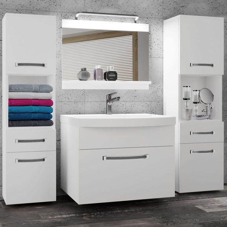Koupelnový nábytek Belini Premium Full Version bílý mat + umyvadlo + zrcadlo + LED osvětlení Glamour 96 Výrobce GLA M 6/0/W/W/0/MB/PP
