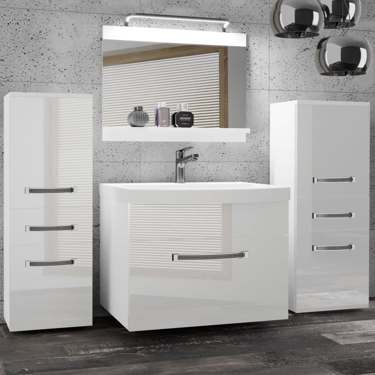 Koupelnový nábytek Belini Premium Full Version bílý lesk + umyvadlo + zrcadlo + LED osvětlení Glamour 62 Výrobce GLA P 4/0/W/W/0/MB/PP
