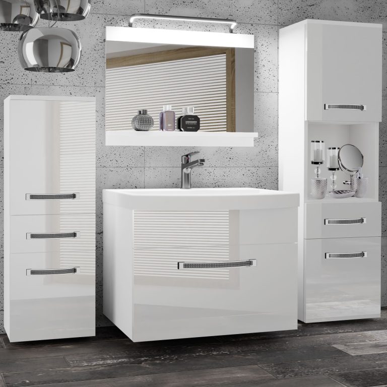 Koupelnový nábytek Belini Premium Full Version bílý lesk + umyvadlo + zrcadlo + LED osvětlení Glamour 81 Výrobce GLA P 5/0/W/W/0/MB/PP

