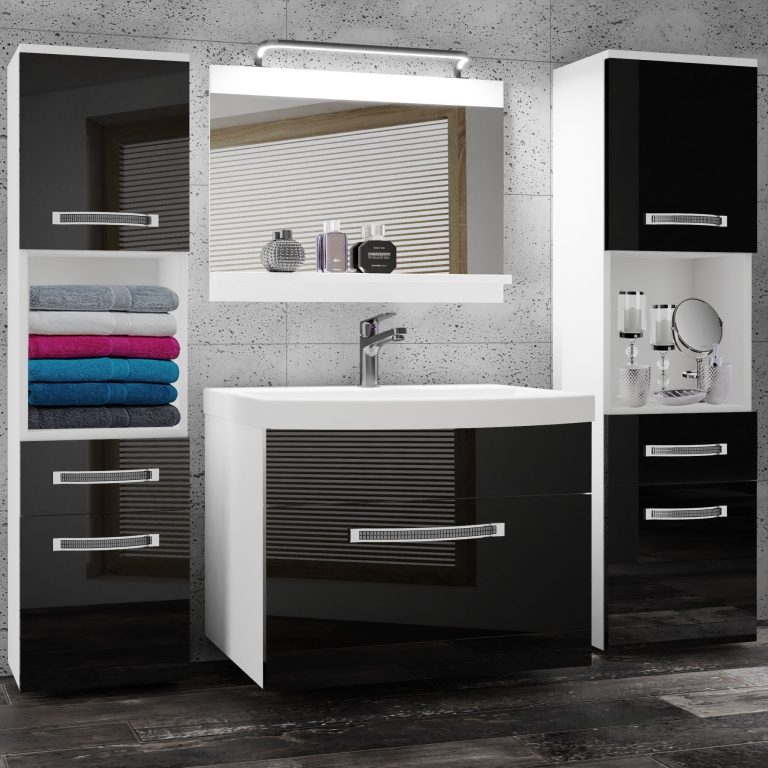 Koupelnový nábytek Belini Premium Full Version černý lesk + umyvadlo + zrcadlo + LED osvětlení Glamour 101 Výrobce GLA P 6/0/W/B/0/MB/PP
