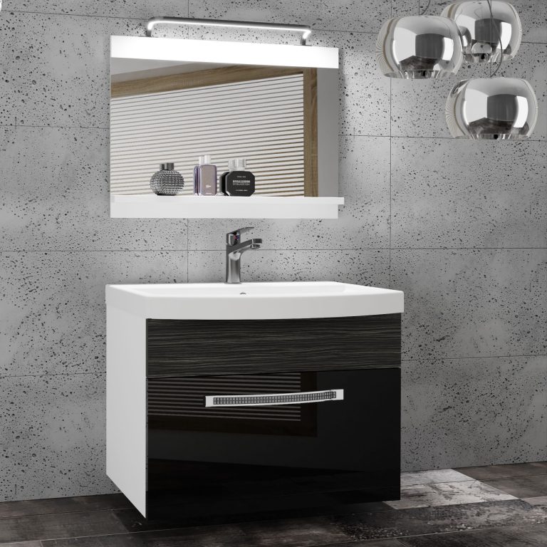 Koupelnový nábytek Belini Premium Full Version černý lesk / královský eben + umyvadlo + zrcadlo + LED osvětlení Glamour 18 Výrobce GLA PM 1/0/W/BHK/0/MB/PP
