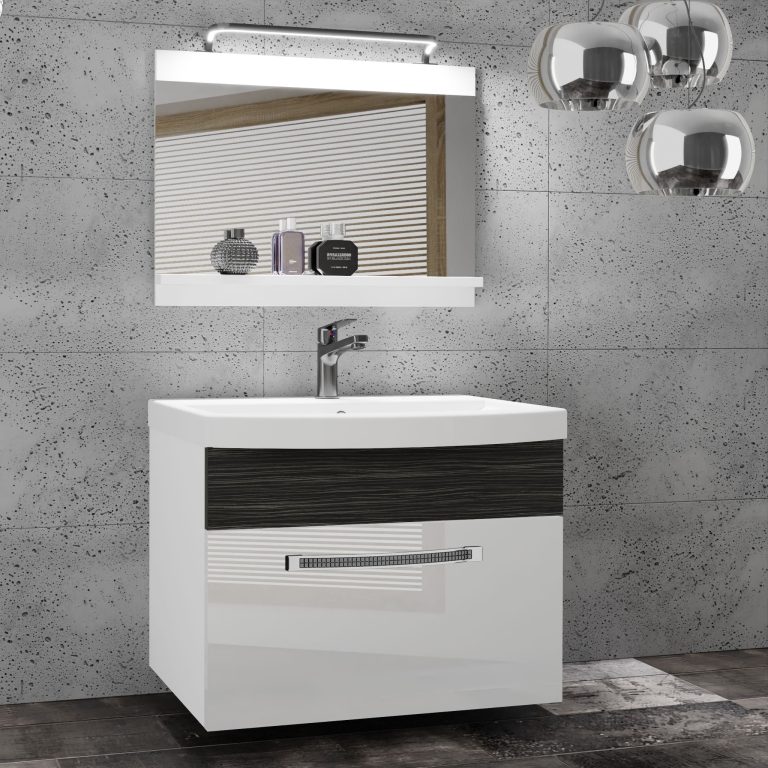 Koupelnový nábytek Belini Premium Full Version bílý lesk / královský eben + umyvadlo + zrcadlo + LED osvětlení Glamour 16 Výrobce GLA PM 1/0/W/WHK/0/MB/PP
