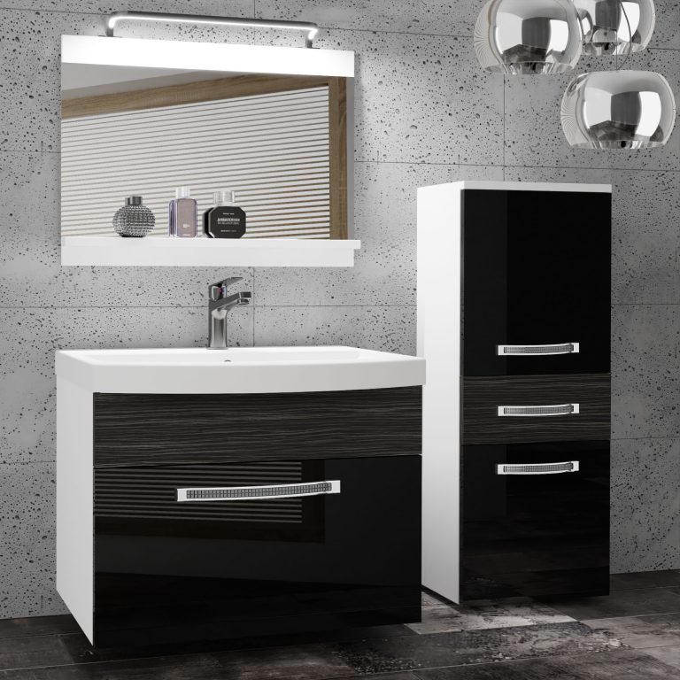 Koupelnový nábytek Belini Premium Full Version černý lesk / královský eben + umyvadlo + zrcadlo + LED osvětlení Glamour 37 Výrobce GLA PM 2/0/W/BHK/0/MB/PP
