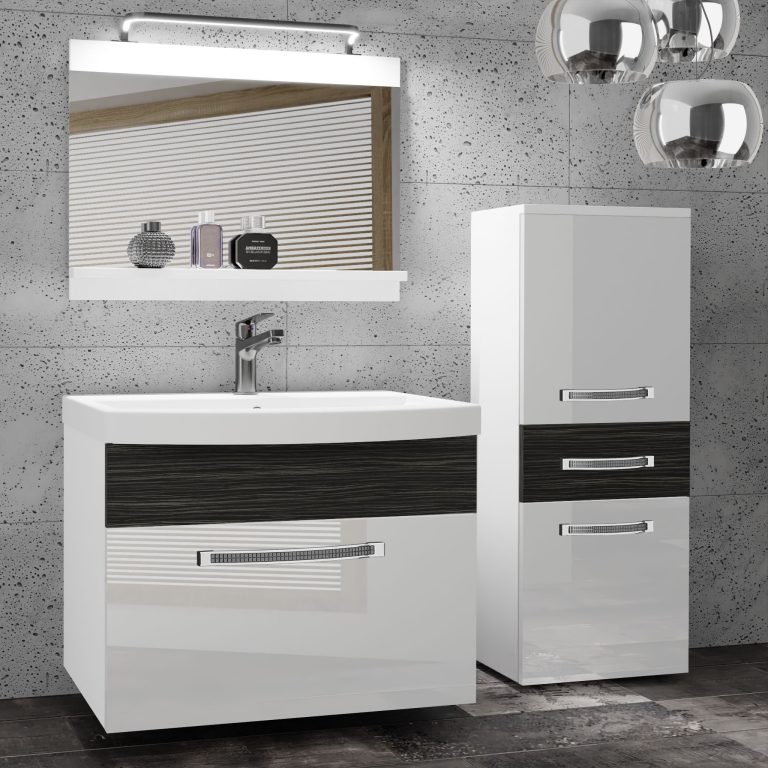 Koupelnový nábytek Belini Premium Full Version bílý lesk / královský eben + umyvadlo + zrcadlo + LED osvětlení Glamour 35 Výrobce GLA PM 2/0/W/WHK/0/MB/PP
