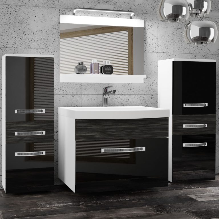 Koupelnový nábytek Belini Premium Full Version černý lesk / královský eben + umyvadlo + zrcadlo + LED osvětlení Glamour 75 Výrobce GLA PM 4/0/W/BHK/0/MB/PP
