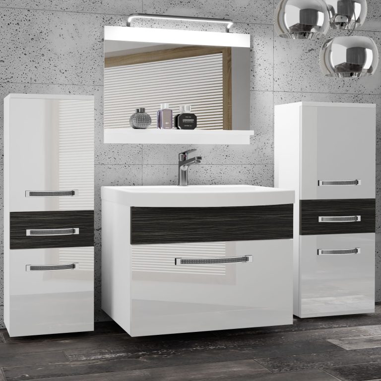 Koupelnový nábytek Belini Premium Full Version bílý lesk / královský eben + umyvadlo + zrcadlo + LED osvětlení Glamour 73 Výrobce GLA PM 4/0/W/WHK/0/MB/PP
