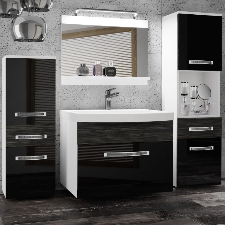 Koupelnový nábytek Belini Premium Full Version černý lesk / královský eben + umyvadlo + zrcadlo + LED osvětlení Glamour 94 Výrobce GLA PM 5/0/W/BHK/0/MB/PP
