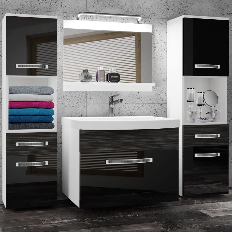 Koupelnový nábytek Belini Premium Full Version černý lesk / královský eben + umyvadlo + zrcadlo + LED osvětlení Glamour 113 Výrobce GLA PM 6/0/W/BHK/0/MB/PP
