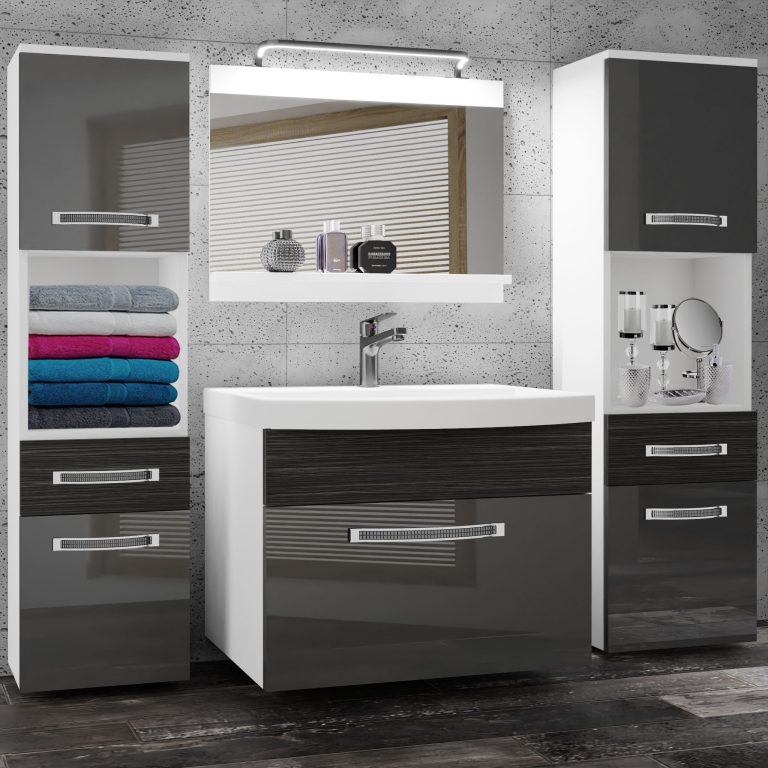 Koupelnový nábytek Belini Premium Full Version šedý lesk / královský eben + umyvadlo + zrcadlo + LED osvětlení Glamour 109 Výrobce GLA PM 6/0/W/SHK/0/MB/PP
