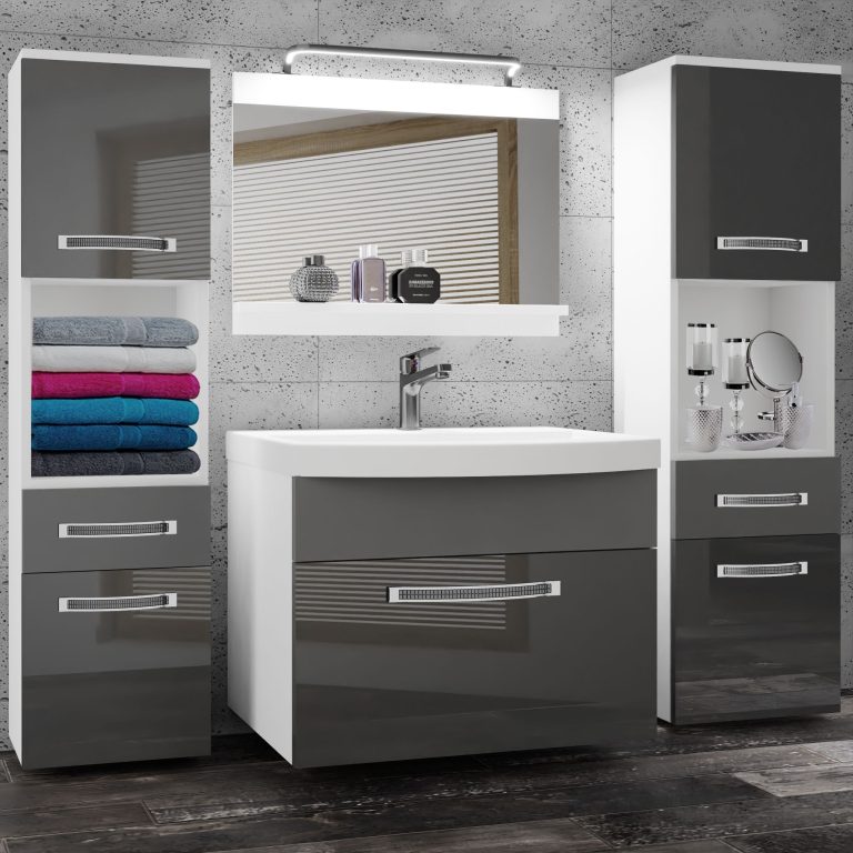 Koupelnový nábytek Belini Premium Full Version šedý lesk / šedý mat + umyvadlo + zrcadlo + LED osvětlení Glamour 110 Výrobce GLA PM 6/0/W/SSR/0/MB/PP
