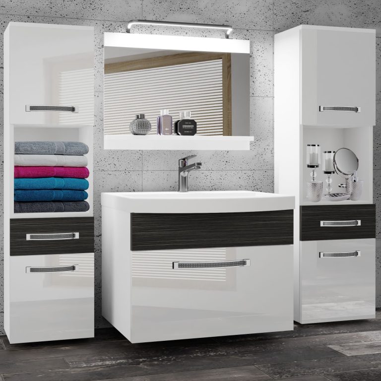 Koupelnový nábytek Belini Premium Full Version bílý lesk / královský eben + umyvadlo + zrcadlo + LED osvětlení Glamour 111 Výrobce GLA PM 6/0/W/WHK/0/MB/PP
