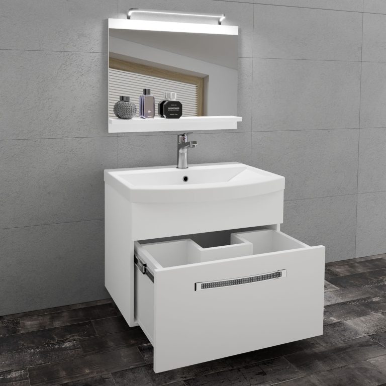 Koupelnový nábytek Belini Premium Full Version bílý mat + umyvadlo + zrcadlo + LED osvětlení Glamour 1 Výrobce GLA M 1/0/W/W/0/MB/PP