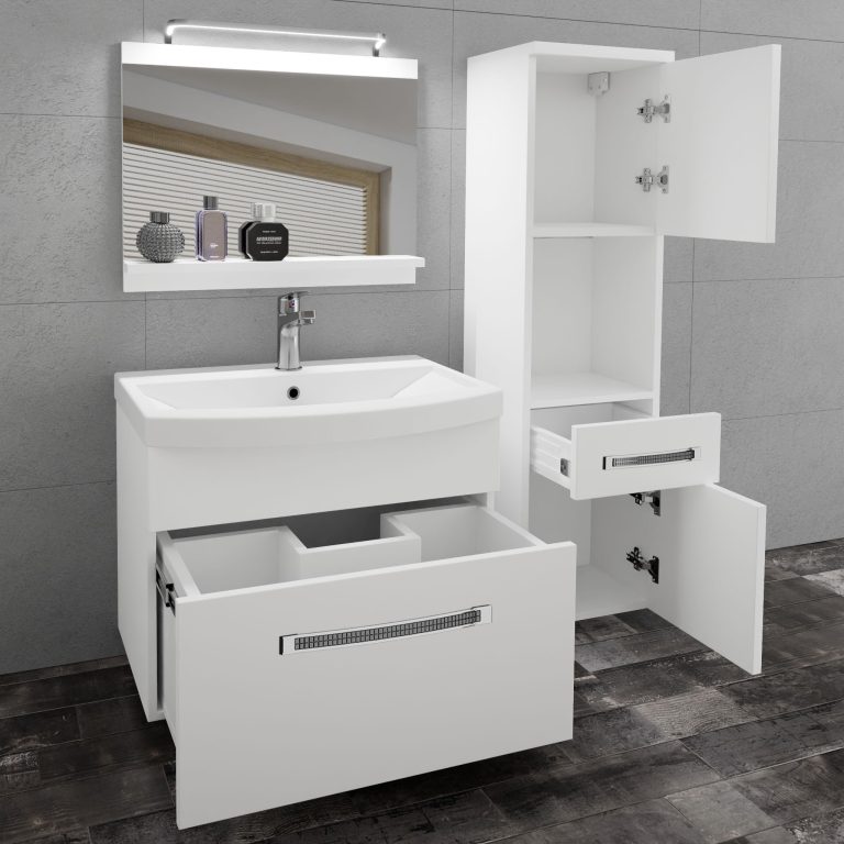 Koupelnový nábytek Belini Premium Full Version bílý mat + umyvadlo + zrcadlo + LED osvětlení Glamour 39 Výrobce GLA M 3/0/W/W/0/MB/PP
