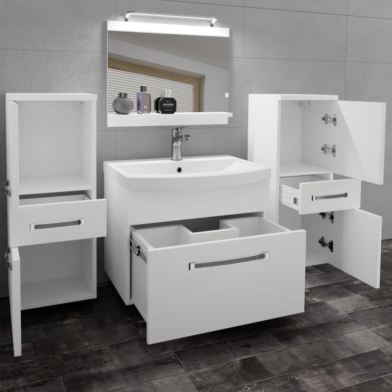 Koupelnový nábytek Belini Premium Full Version bílý mat + umyvadlo + zrcadlo + LED osvětlení Glamour 58 Výrobce GLA M 4/0/W/W/0/MB/PP
